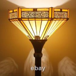 Floor Lamp Yellow Stained Glass Light 12X12X66 Inch Decor Bedroom Living antique