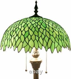 Floor Lamp with Green Stained Glass Lampshade