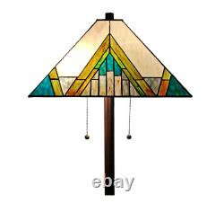 Floor Tiffany Lamp Glass Stained Tall Light Shade Reading Bed Room Vintage Style