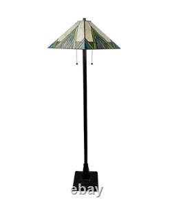 Floor Tiffany Lamp Glass Stained Tall Light Shade Reading Bed Room Vintage Style