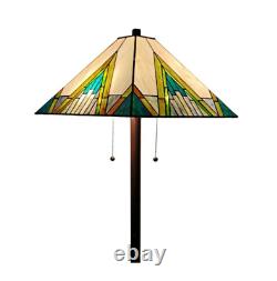 Floor Tiffany Lamp Glass Stained Tall Light Shade Reading Bed Room Vintage Style