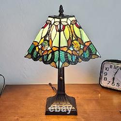 Floral Accent Mission Tiffany Style Style Stained Glass 15in Tall Table Lamp