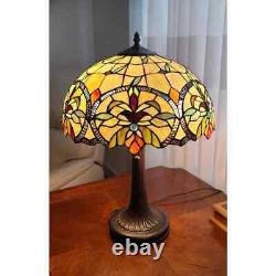 Floral Theme Table Lamp Stained Glass Tiffany Style 23 Tall Reading Accent Lamp