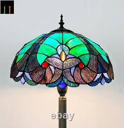 Free Postage JT Tiffany Stained Glass 16 Inch Blue Baroque Style Floor Lamp Art