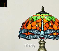 Free Postage JT Tiffany Stained Glass Classic Dragonfly Style Bedside Table Lamp