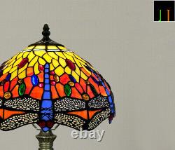 Free Postage JT Tiffany Stained Glass Dragonfly Style Table Bedside Lamp