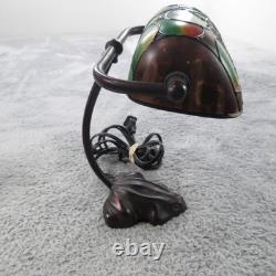 Frog Lamp Boudoir Stained Glass Metal Adjustable Table Bankers Tiffany Style