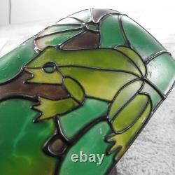 Frog Lamp Boudoir Stained Glass Metal Adjustable Table Bankers Tiffany Style