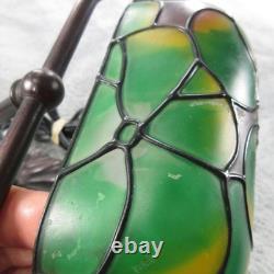 Frog Lamp Boudoir Stained Glass Metal Adjustable Table Bankers Tiffany Style