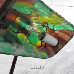 Frog Lamp Boudoir Stained Glass Metal Adjustable Table Bankers Tiffany Style