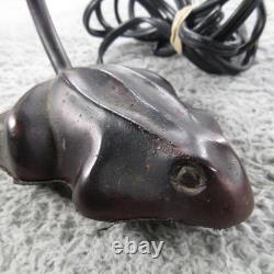 Frog Lamp Boudoir Stained Glass Metal Adjustable Table Bankers Tiffany Style