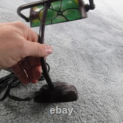 Frog Lamp Boudoir Stained Glass Metal Adjustable Table Bankers Tiffany Style