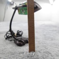 Frog Lamp Boudoir Stained Glass Metal Adjustable Table Bankers Tiffany Style
