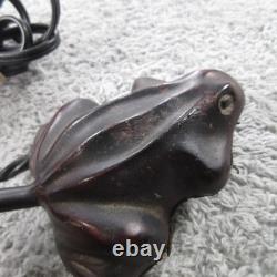 Frog Lamp Boudoir Stained Glass Metal Adjustable Table Bankers Tiffany Style