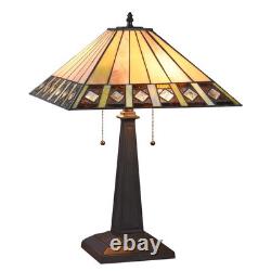 GILES Tiffany-style 2 Light Mission Table Lamp 16 Shade