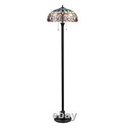 GRENVILLE Tiffany-Style Stained Glass Victorian Floor Lamp, Dark Bronze, 2-Light