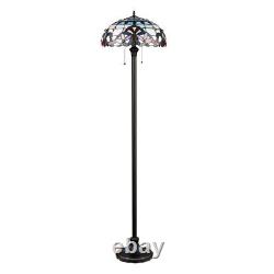 GRENVILLE Tiffany-Style Stained Glass Victorian Floor Lamp, Dark Bronze, 2-Light