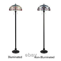 GRENVILLE Tiffany-Style Stained Glass Victorian Floor Lamp, Dark Bronze, 2-Light