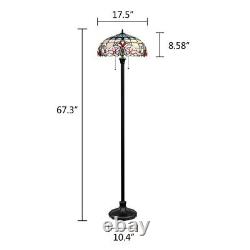 GRENVILLE Tiffany-Style Stained Glass Victorian Floor Lamp, Dark Bronze, 2-Light