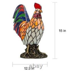 Glass Rooster Stained Lamp Chicken Light Table Night Country Accent Farm House