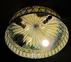 Gorgeous Antique 24 ARTS & CRAFTS Style Stained Glass Ceiling Lamp c. 1920