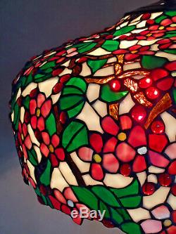 Gorgeous Tiffany Style Cherry Blossom Design Large Stained Glass Lamp Shade Only