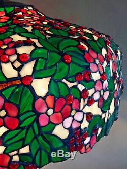 Gorgeous Tiffany Style Cherry Blossom Design Large Stained Glass Lamp Shade Only