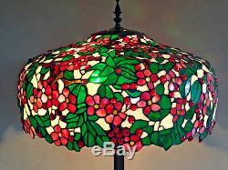 Gorgeous Tiffany Style Cherry Blossom Design Large Stained Glass Lamp Shade Only