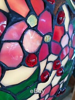 Gorgeous Tiffany Style Cherry Blossom Design Large Stained Glass Lamp Shade Only