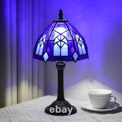 Gothic Tiffany Style Stained Glass Table Lamp 8 Inch Small Vintage Accent Light