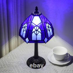 Gothic Tiffany Style Stained Glass Table Lamp 8 Inch Small Vintage Accent Light
