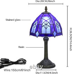 Gothic Tiffany Style Stained Glass Table Lamp 8 Inch Small Vintage Accent Light