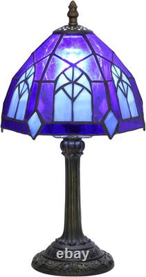 Gothic Tiffany Style Stained Glass Table Lamp 8 Inch Small Vintage Accent Light
