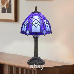 Gothic Tiffany Style Stained Glass Table Lamp 8 Inch Small Vintage Accent Light