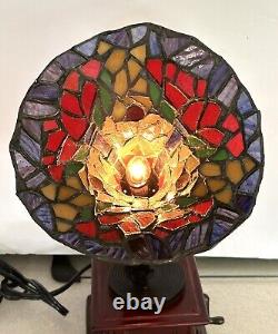 Gramophone Tiffany Style Accent Lamp Stained Glass Shade Works Pre-Owned