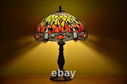 Green/Orange Dragonfly Tiffany Table Lamp Stained Glass Night Light Dia12 H18