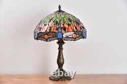 Green/Orange Dragonfly Tiffany Table Lamp Stained Glass Night Light Dia12 H18