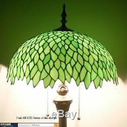 Green Wisteria Tiffany Style Floor Standing Lamp 64 Inch Tall Stained Glass Shad