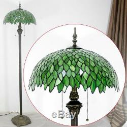 Green Wisteria Tiffany Style Floor Standing Lamp 64 Inch Tall Stained Glass Shad