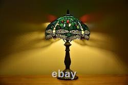 H18 Green Dragonfly Stained Glass Tiffany Table Lamp Desk Light for Home Decor