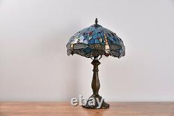 H18 Green Dragonfly Stained Glass Tiffany Table Lamp Desk Light for Home Decor