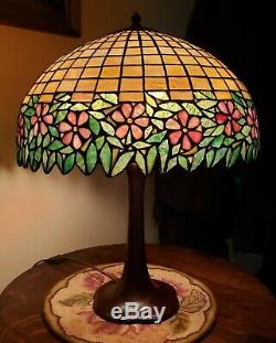 HUGE Antique Arts & Crafts Handel / Unique Leaded Slag Stained Glass Table Lamp