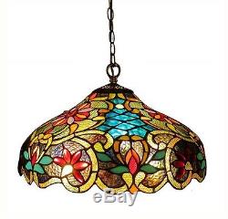 Handcrafted 18 Shade Tiffany Style Stained Glass Ceiling Pendant Light Lamp