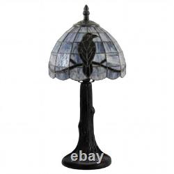Handcrafted Stained Glass Raven Lamp Vintage Gothic Table Light for Home Decor