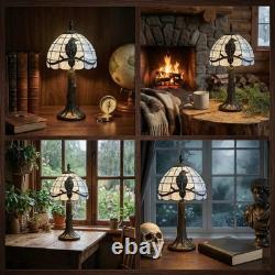 Handcrafted Stained Glass Raven Lamp Vintage Gothic Table Light for Home Decor