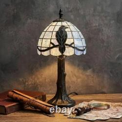 Handcrafted Stained Glass Raven Lamp Vintage Gothic Table Light for Home Decor