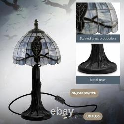 Handcrafted Stained Glass Raven Lamp Vintage Gothic Table Light for Home Decor