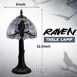 Handcrafted Stained Glass Raven Lamp Vintage Gothic Table Light for Home Decor