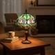 Handcrafted Stained Glass Table Lamp Touch Control, Antique Blue Tulip Design