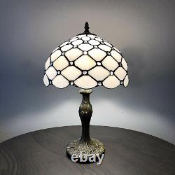 Handcrafted style Vintage Table Lamp Crystal Bean White Stained Glass Lamp
